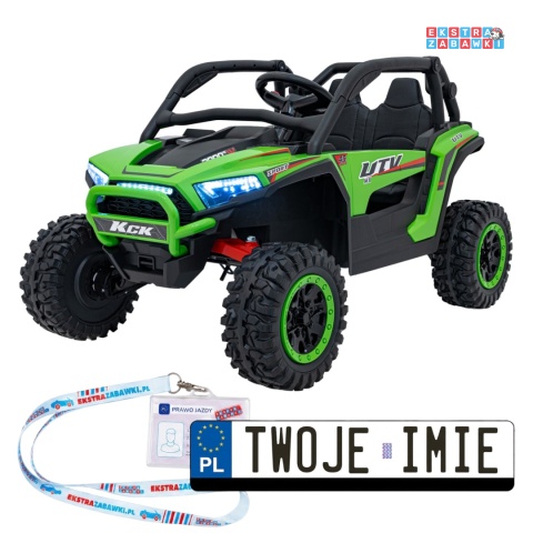 Buggy KCK 4x4 na akumulator - zielony, 4x50W 24V/7Ah, pilot, ekoskóra, EVA, MP3, Bluetooth [XMX-639]