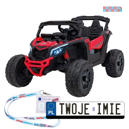 Buggy Maverick ATV CAN-AM na akumulator - czerwony, 4x200W 24V/5Ah, pilot, EVA, pokrowiec, LED, MP3, BT [CA003]