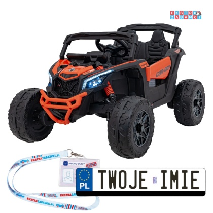 Buggy Maverick ATV CAN-AM na akumulator - pomarańczowy, 4x200W 24V/5Ah, pilot, EVA, pokrowiec, LED, MP3, BT [CA003]