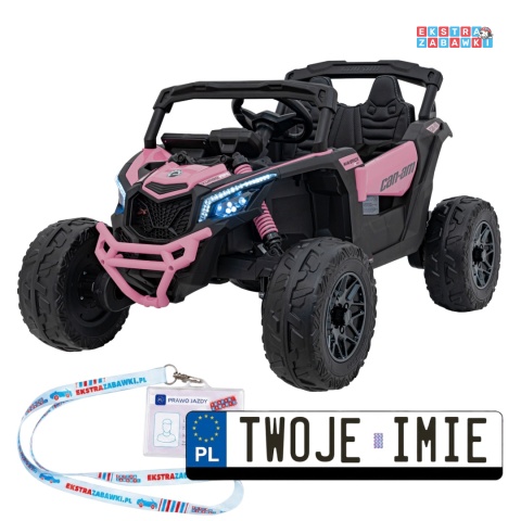 Buggy Maverick ATV CAN-AM na akumulator - różowy, 4x200W 24V/5Ah, pilot, EVA, pokrowiec, LED, MP3, BT [CA003]