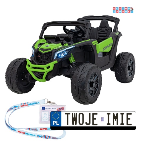 Buggy Maverick ATV CAN-AM na akumulator - zielony, 4x200W 24V/5Ah, pilot, EVA, pokrowiec, LED, MP3, BT [CA003]