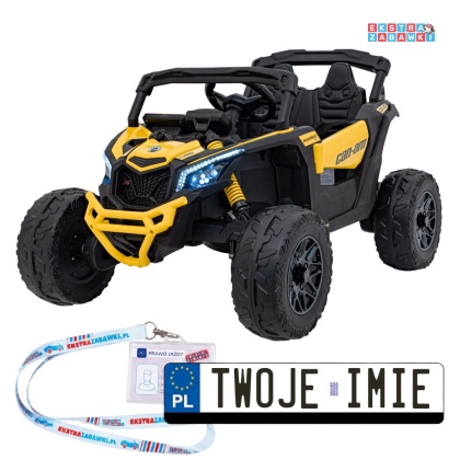 Buggy Maverick ATV CAN-AM na akumulator - żółty, 4x200W 24V/5Ah, pilot, EVA, pokrowiec, LED, MP3, BT [CA003]