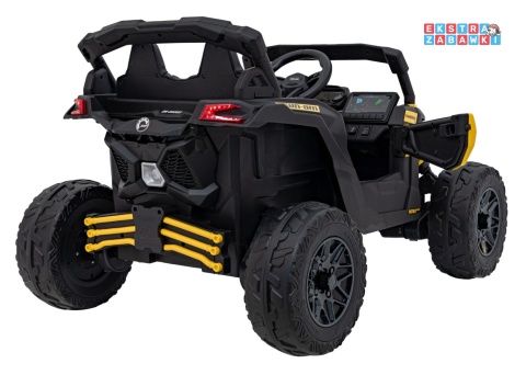 Buggy Maverick ATV CAN-AM na akumulator - żółty, 4x200W 24V/5Ah, pilot, EVA, pokrowiec, LED, MP3, BT [CA003]