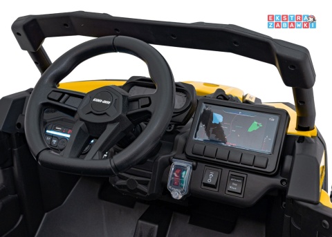 Buggy Maverick ATV CAN-AM na akumulator - żółty, 4x200W 24V/5Ah, pilot, EVA, pokrowiec, LED, MP3, BT [CA003]