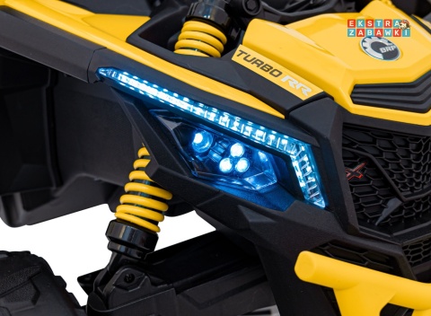 Buggy Maverick ATV CAN-AM na akumulator - żółty, 4x200W 24V/5Ah, pilot, EVA, pokrowiec, LED, MP3, BT [CA003]