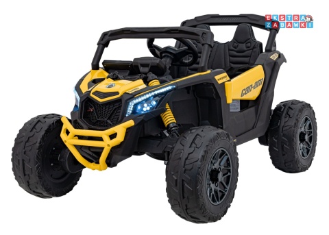 Buggy Maverick ATV CAN-AM na akumulator - żółty, 4x200W 24V/5Ah, pilot, EVA, pokrowiec, LED, MP3, BT [CA003]