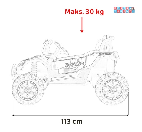 Buggy UTV Racing na akumulator - złoty, 4x45W 12V/10Ah, pilot, panel muzyczny, LED, EVA, wolny start [A036]