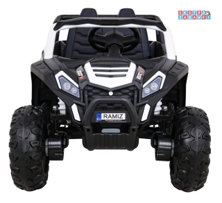 Buggy UTV Racing na akumulator - biały, 4x45W 12V/10Ah, pilot, panel muzyczny, LED, EVA, wolny start [A036]