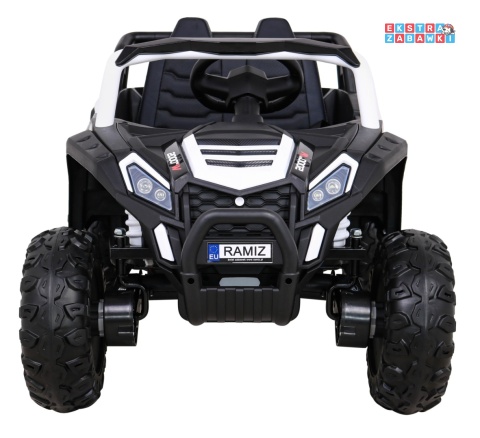 Buggy UTV Racing na akumulator - biały, 4x45W 12V/10Ah, pilot, panel muzyczny, LED, EVA, wolny start [A036]