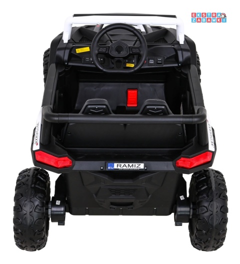 Buggy UTV Racing na akumulator - biały, 4x45W 12V/10Ah, pilot, panel muzyczny, LED, EVA, wolny start [A036]