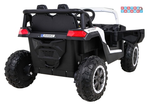 Buggy UTV Racing na akumulator - biały, 4x45W 12V/10Ah, pilot, panel muzyczny, LED, EVA, wolny start [A036]