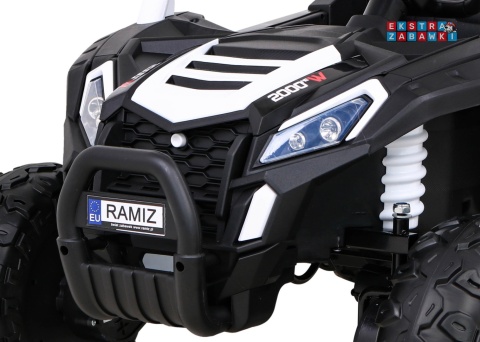 Buggy UTV Racing na akumulator - biały, 4x45W 12V/10Ah, pilot, panel muzyczny, LED, EVA, wolny start [A036]