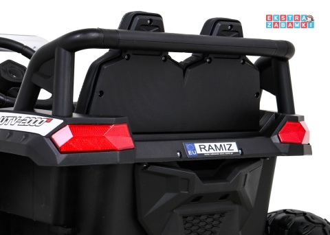 Buggy UTV Racing na akumulator - biały, 4x45W 12V/10Ah, pilot, panel muzyczny, LED, EVA, wolny start [A036]