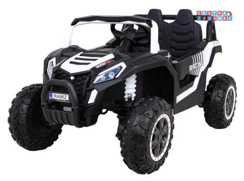 Buggy UTV Racing na akumulator - biały, 4x45W 12V/10Ah, pilot, panel muzyczny, LED, EVA, wolny start [A036]