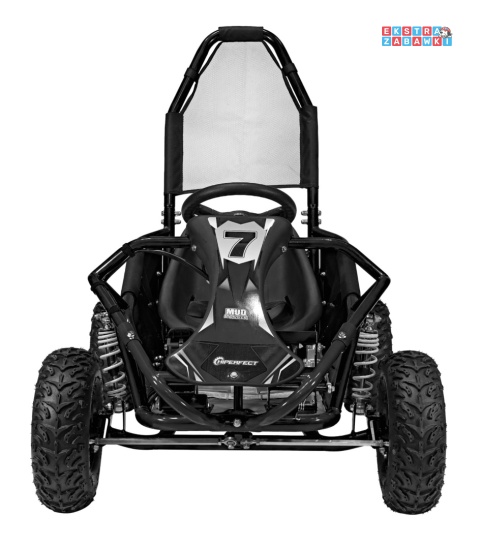 Gokart Mud Monster na akumulator - czarny, 1x1000W 48V/20Ah, koła pompowane, sportowe siedzenie z pasami [GK008E]