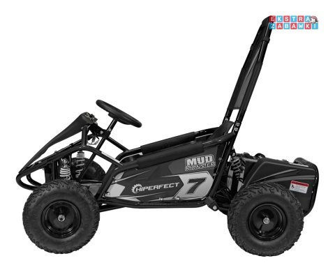 Gokart Mud Monster na akumulator - czarny, 1x1000W 48V/20Ah, koła pompowane, sportowe siedzenie z pasami [GK008E]