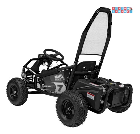 Gokart Mud Monster na akumulator - czarny, 1x1000W 48V/20Ah, koła pompowane, sportowe siedzenie z pasami [GK008E]