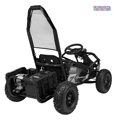Gokart Mud Monster na akumulator - czarny, 1x1000W 48V/20Ah, koła pompowane, sportowe siedzenie z pasami [GK008E]