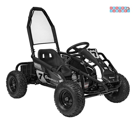 Gokart Mud Monster na akumulator - czarny, 1x1000W 48V/20Ah, koła pompowane, sportowe siedzenie z pasami [GK008E]