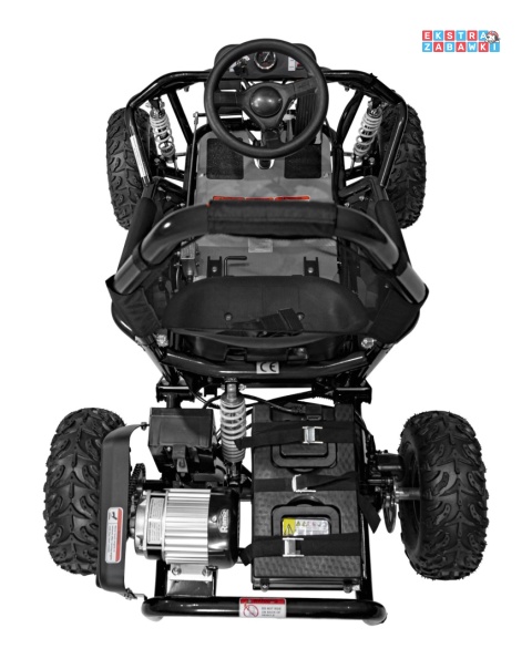 Gokart Mud Monster na akumulator - czarny, 1x1000W 48V/20Ah, koła pompowane, sportowe siedzenie z pasami [GK008E]