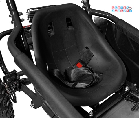 Gokart Mud Monster na akumulator - czarny, 1x1000W 48V/20Ah, koła pompowane, sportowe siedzenie z pasami [GK008E]