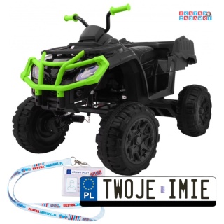 Quad XL ATV na akumulator - zielony, 4x45W 12V/10Ah, PILOT, wolny start, ekoskóra, EVA, audio, LED [BDM0909.2.4GHZ]