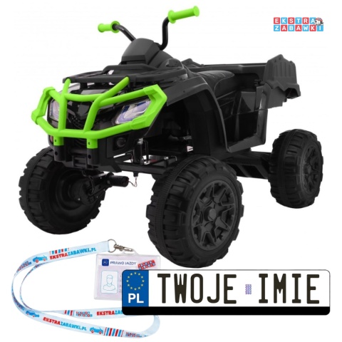 Quad XL ATV na akumulator - zielony, 4x45W 12V/10Ah, PILOT, wolny start, ekoskóra, EVA, audio, LED [BDM0909.2.4GHZ]