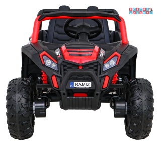 Buggy UTV Racing na akumulator - czerwony, 4x45W 12V/10Ah, pilot, panel muzyczny, LED, EVA, wolny start [A036]
