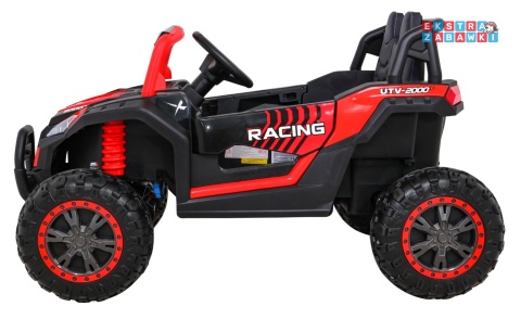 Buggy UTV Racing na akumulator - czerwony, 4x45W 12V/10Ah, pilot, panel muzyczny, LED, EVA, wolny start [A036]