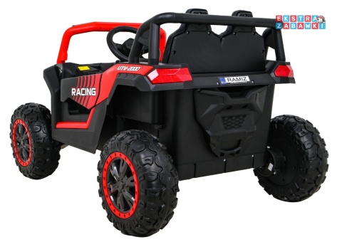 Buggy UTV Racing na akumulator - czerwony, 4x45W 12V/10Ah, pilot, panel muzyczny, LED, EVA, wolny start [A036]