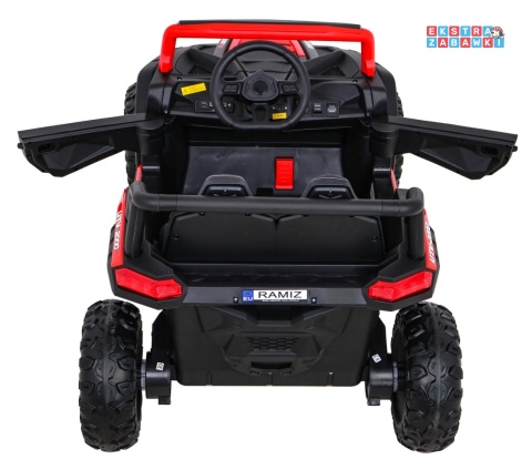 Buggy UTV Racing na akumulator - czerwony, 4x45W 12V/10Ah, pilot, panel muzyczny, LED, EVA, wolny start [A036]