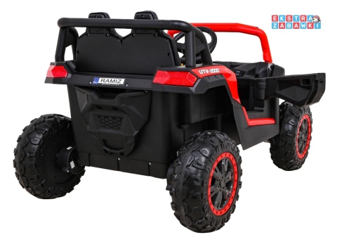 Buggy UTV Racing na akumulator - czerwony, 4x45W 12V/10Ah, pilot, panel muzyczny, LED, EVA, wolny start [A036]