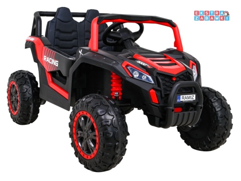 Buggy UTV Racing na akumulator - czerwony, 4x45W 12V/10Ah, pilot, panel muzyczny, LED, EVA, wolny start [A036]