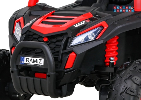 Buggy UTV Racing na akumulator - czerwony, 4x45W 12V/10Ah, pilot, panel muzyczny, LED, EVA, wolny start [A036]