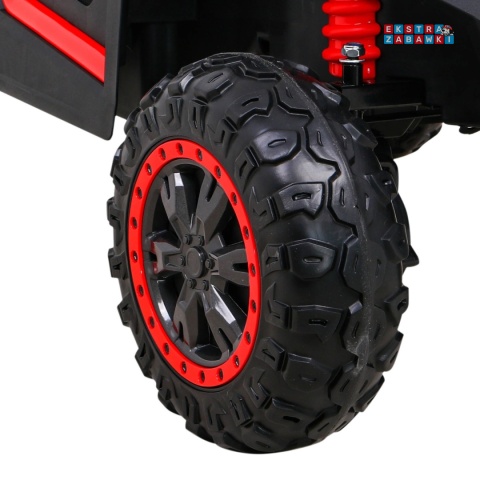 Buggy UTV Racing na akumulator - czerwony, 4x45W 12V/10Ah, pilot, panel muzyczny, LED, EVA, wolny start [A036]