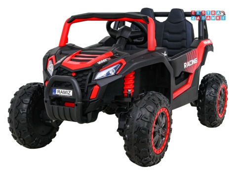 Buggy UTV Racing na akumulator - czerwony, 4x45W 12V/10Ah, pilot, panel muzyczny, LED, EVA, wolny start [A036]