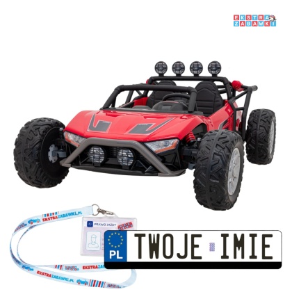 Buggy Racing 5 dwuosobowy na akumulator - czerwony, 2x200W 24V/7Ah, pilot, panel audio, LED, wolny start [JS3168]