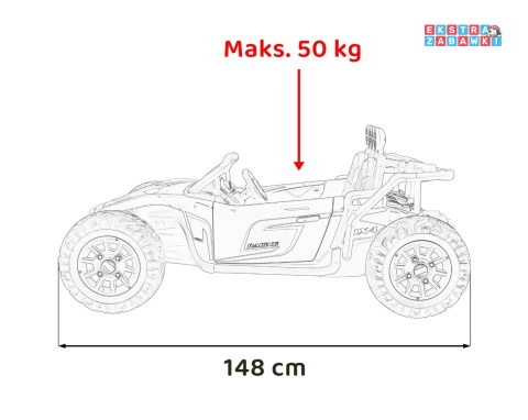 Buggy Racing 5 dwuosobowy na akumulator - czerwony, 2x200W 24V/7Ah, pilot, panel audio, LED, wolny start [JS3168]