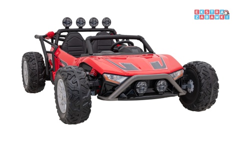 Buggy Racing 5 dwuosobowy na akumulator - czerwony, 2x200W 24V/7Ah, pilot, panel audio, LED, wolny start [JS3168]