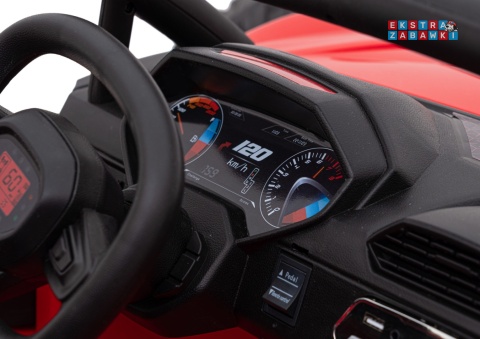Buggy Racing 5 dwuosobowy na akumulator - czerwony, 2x200W 24V/7Ah, pilot, panel audio, LED, wolny start [JS3168]