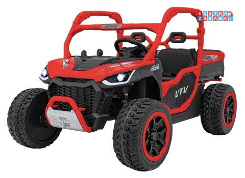 HC-307 Pojazd Farmer Truck UTV Racing na akumulator 4x4 - czerwony, 4x75W 24V/7Ah, ekoskóra, EVA, USB, Pasy, LED [HC-307]