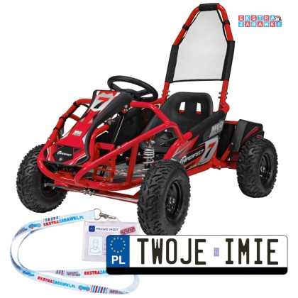 Czerwony Gokart Mud Monster na akumulator - czerwony, 1x1000W 48V/20Ah, koła pompowane, sportowe siedzenie z pasami [GK008E]