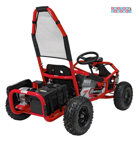 Gokart Mud Monster na akumulator - czerwony, 1x1000W 48V/20Ah, koła pompowane, sportowe siedzenie z pasami [GK008E]