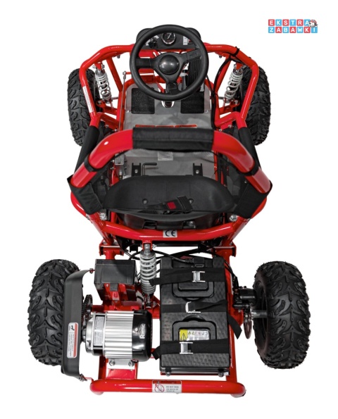 Gokart Mud Monster na akumulator - czerwony, 1x1000W 48V/20Ah, koła pompowane, sportowe siedzenie z pasami [GK008E]