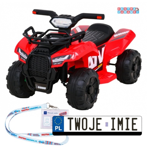Quad Storm na akumulator - czerwony, 1x25W 6V/4.5Ah, radio, MP3, USB, LED [JS320]