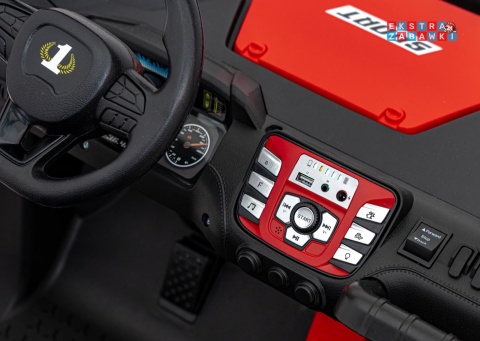 Faster buggy na akumulator dwuosobowy - czerwony, 2x150W 24V/10Ah, ekoskóra, Bluetooth, EVA, LED [S608]