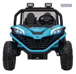 Faster buggy na akumulator dwuosobowy - niebieski, 2x150W, 24V/10Ah, ekoskóra, Bluetooth, EVA, LED [S608]