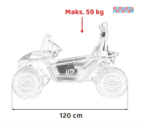 Faster buggy na akumulator dwuosobowy - niebieski, 2x150W, 24V/10Ah, ekoskóra, Bluetooth, EVA, LED [S608]