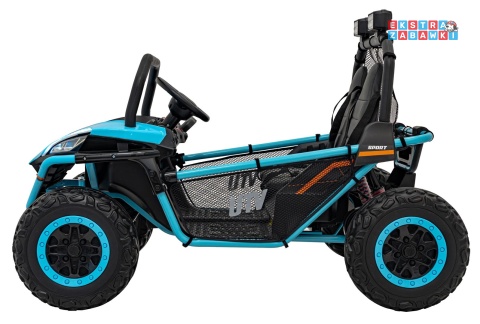Faster buggy na akumulator dwuosobowy - niebieski, 2x150W, 24V/10Ah, ekoskóra, Bluetooth, EVA, LED [S608]