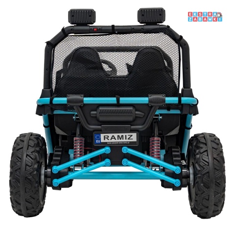 Faster buggy na akumulator dwuosobowy - niebieski, 2x150W, 24V/10Ah, ekoskóra, Bluetooth, EVA, LED [S608]